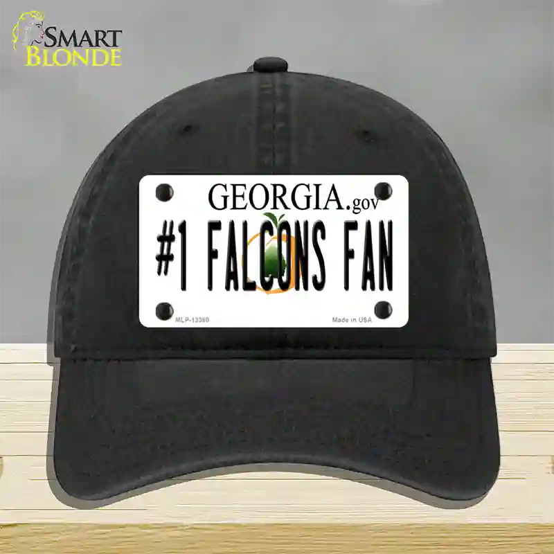 Number 1 Falcons Fan Novelty License Plate Hat Tag Unconstructed Cotton / Black