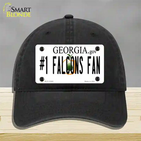 Number 1 Falcons Fan Novelty License Plate Hat Tag Unconstructed Cotton / Black