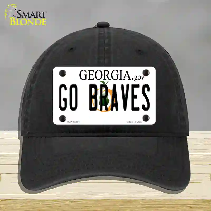 Go Braves Novelty License Plate Hat Tag Unconstructed Cotton / Black