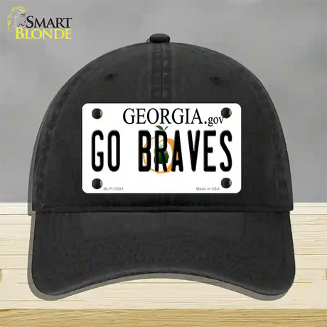 Go Braves Novelty License Plate Hat Tag Unconstructed Cotton / Black