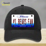 Number 1 Bears Fan Novelty License Plate Hat Tag Unconstructed Cotton / Black