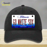 Go White Sox Novelty License Plate Hat Tag Unconstructed Cotton / Black