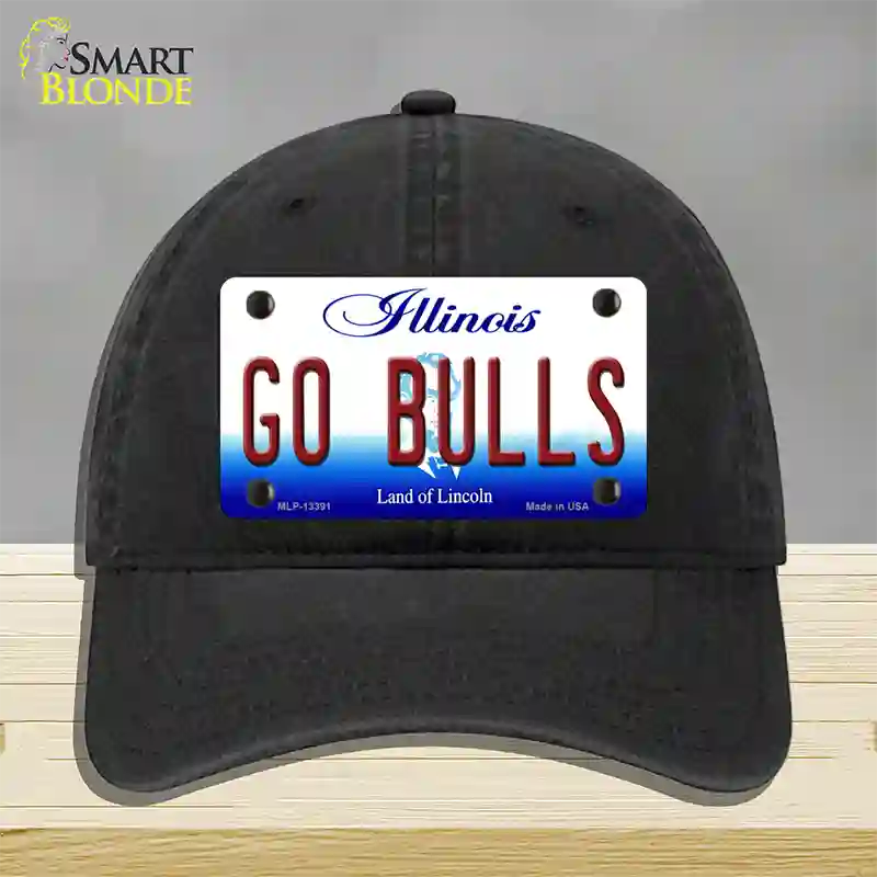 Go Bulls Novelty License Plate Hat Tag Unconstructed Cotton / Black