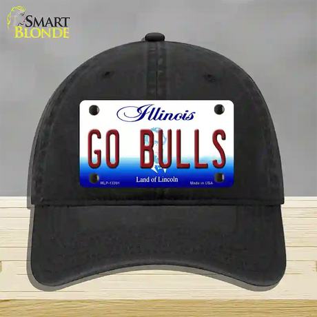 Go Bulls Novelty License Plate Hat Tag Unconstructed Cotton / Black