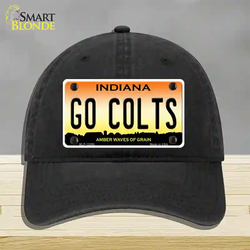 Go Colts Novelty License Plate Hat Tag Unconstructed Cotton / Black