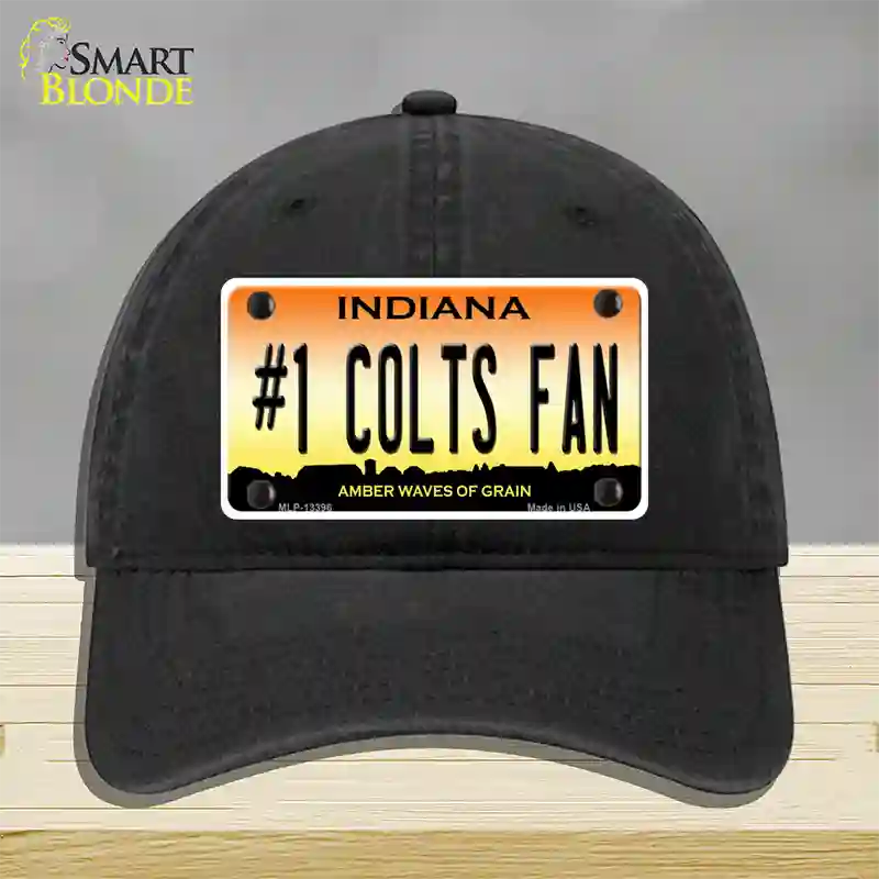 Number 1 Colts Fan Novelty License Plate Hat Tag Unconstructed Cotton / Black