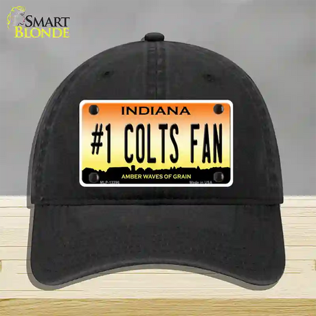 Number 1 Colts Fan Novelty License Plate Hat Tag Unconstructed Cotton / Black