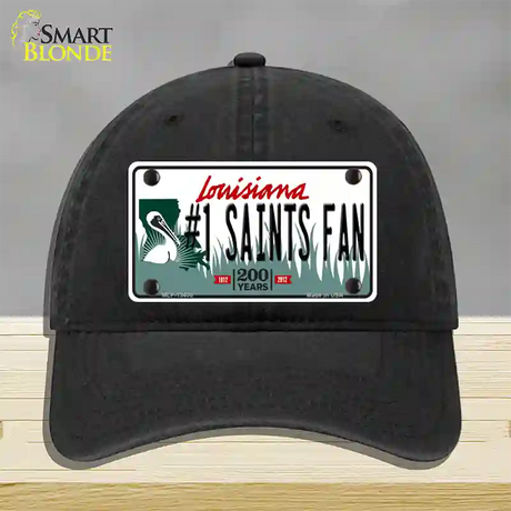 Number 1 Saints Fan Novelty License Plate Hat Tag Unconstructed Cotton / Black