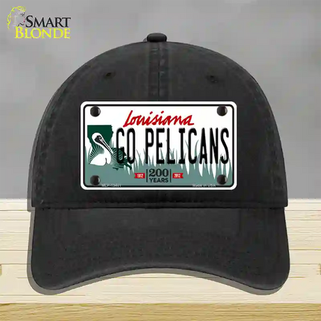 Go Pelicans Novelty License Plate Hat Tag Unconstructed Cotton / Black