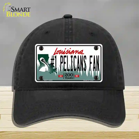 Number 1 Pelicans Fan Novelty License Plate Hat Tag Unconstructed Cotton / Black