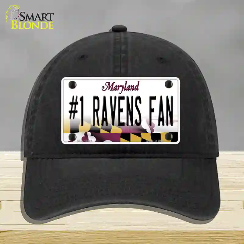 Number 1 Ravens Fan Novelty License Plate Hat Tag Unconstructed Cotton / Black