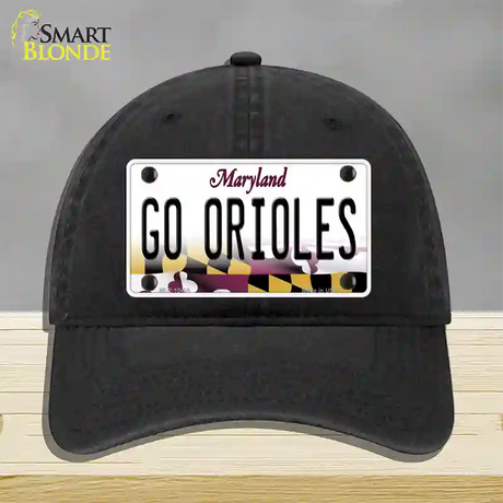 Go Orioles Novelty License Plate Hat Tag Unconstructed Cotton / Black