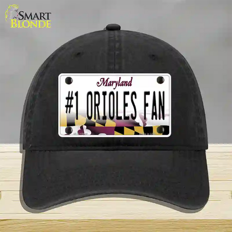 Number 1 Orioles Fan Novelty License Plate Hat Tag Unconstructed Cotton / Black