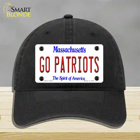 Go Patriots Novelty License Plate Hat Tag Unconstructed Cotton / Black