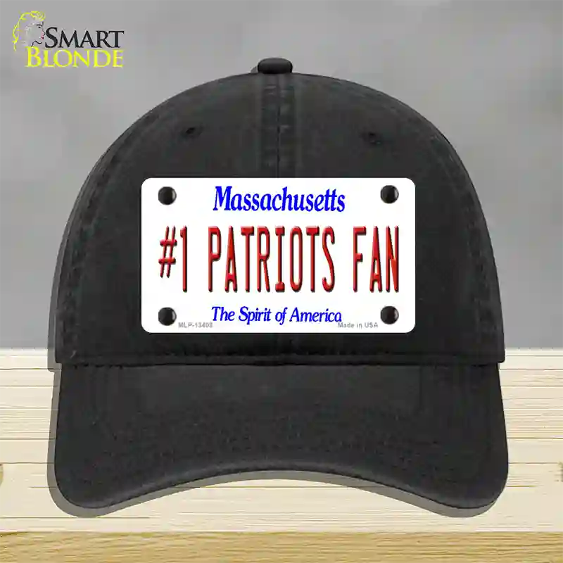 Number 1 Patriots Fan Novelty License Plate Hat Tag Unconstructed Cotton / Black