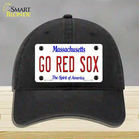 Go Red Sox Novelty License Plate Hat Tag Unconstructed Cotton / Black