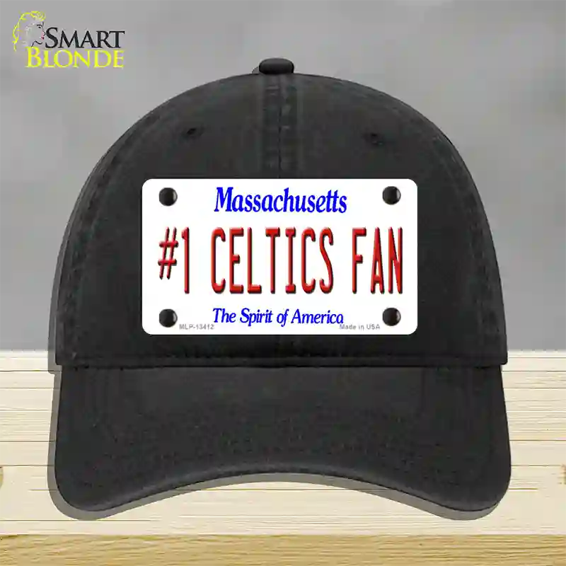 Number 1 Celtics Fan Novelty License Plate Hat Tag Unconstructed Cotton / Black