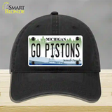 Go Pistons Novelty License Plate Hat Tag Unconstructed Cotton / Black