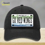 Go Red Wings Novelty License Plate Hat Tag Unconstructed Cotton / Black