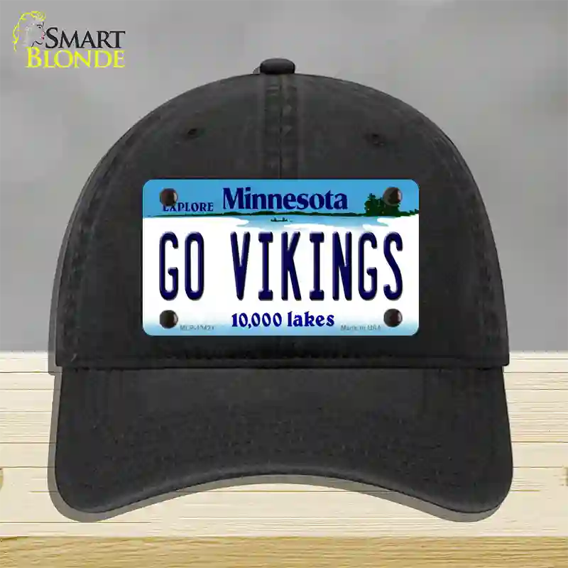 Go Vikings Novelty License Plate Hat Tag Unconstructed Cotton / Black