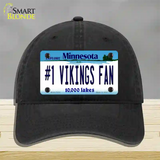 Number 1 Vikings Fan Novelty License Plate Hat Tag Unconstructed Cotton / Black