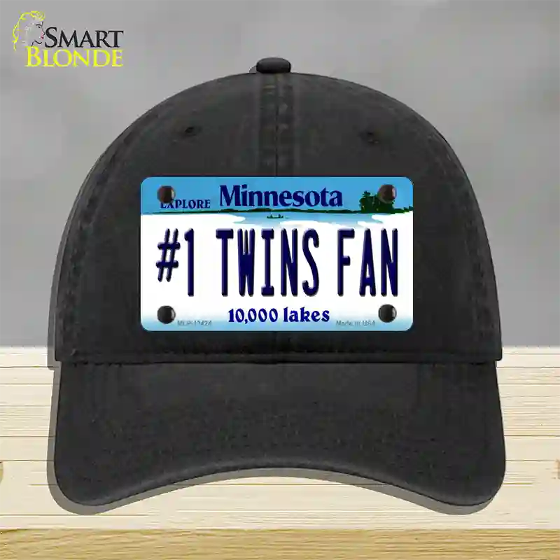 Number 1 Twins Fan Novelty License Plate Hat Tag Unconstructed Cotton / Black