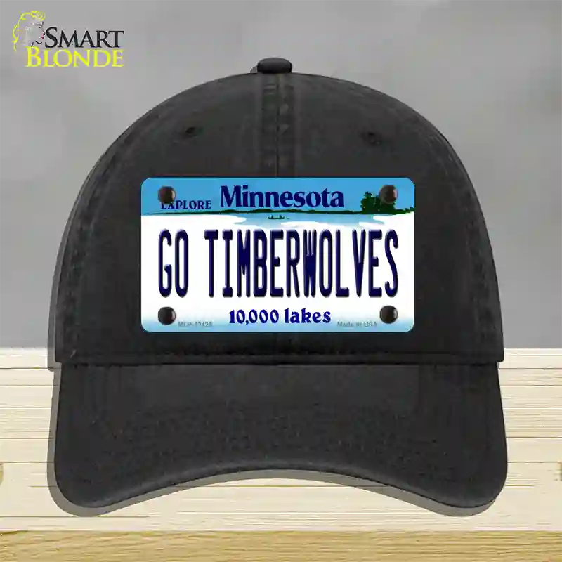 Go Timberwolves Novelty License Plate Hat Tag Unconstructed Cotton / Black