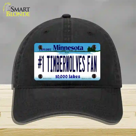 Number 1 Timberwolves Fan Novelty License Plate Hat Tag Unconstructed Cotton / Black