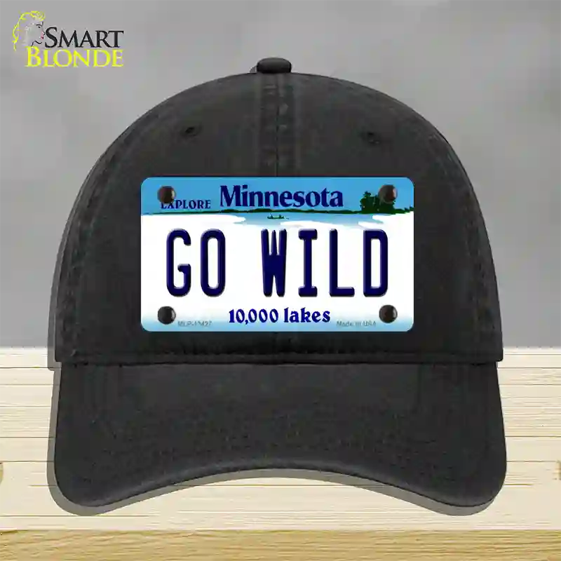 Go Wild Novelty License Plate Hat Tag Unconstructed Cotton / Black