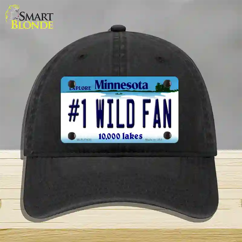 Number 1 Wild Fan Novelty License Plate Hat Tag Unconstructed Cotton / Black