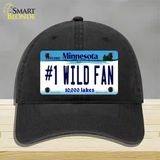 Number 1 Wild Fan Novelty License Plate Hat Tag Unconstructed Cotton / Black