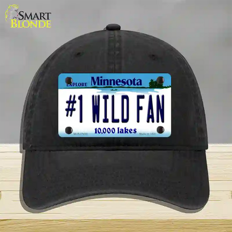 Number 1 Wild Fan Novelty License Plate Hat Tag Unconstructed Cotton / Black