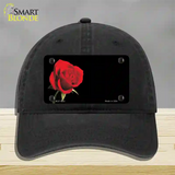 Rose Offset Novelty License Plate Hat Unconstructed Cotton / Black