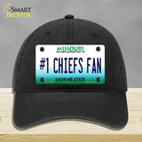 Number 1 Chiefs Fan Novelty License Plate Hat Tag Unconstructed Cotton / Black