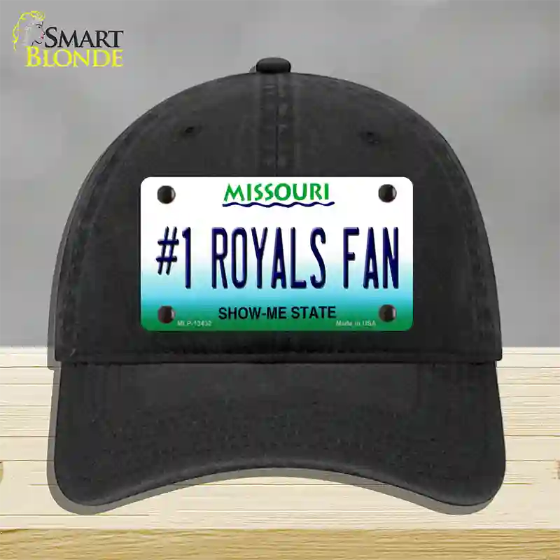 Number 1 Royals Fan Novelty License Plate Hat Tag Unconstructed Cotton / Black