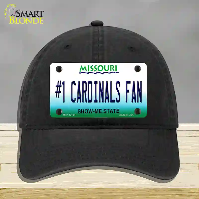 Number 1 Cardinals Fan Missouri Novelty License Plate Hat Tag Unconstructed Cotton / Black