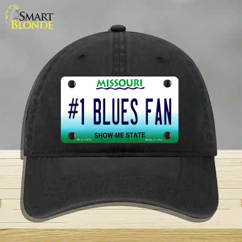 Number 1 Blues Fan Novelty License Plate Hat Tag Unconstructed Cotton / Black