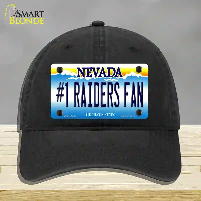 Number 1 Raiders Fan Nevada Novelty License Plate Hat Tag Unconstructed Cotton / Black