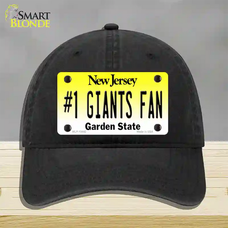 New Jersey Number 1 Giants Fan Novelty License Plate Hat Tag Unconstructed Cotton / Black