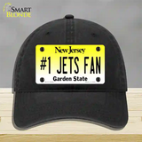 Number 1 Jets Fan Novelty License Plate Hat Tag Unconstructed Cotton / Black