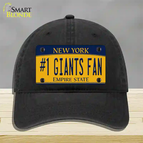 Number 1 Giants Fan New York Novelty License Plate Hat Tag Unconstructed Cotton / Black