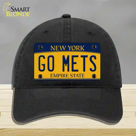 Go Mets Novelty License Plate Hat Tag Unconstructed Cotton / Black