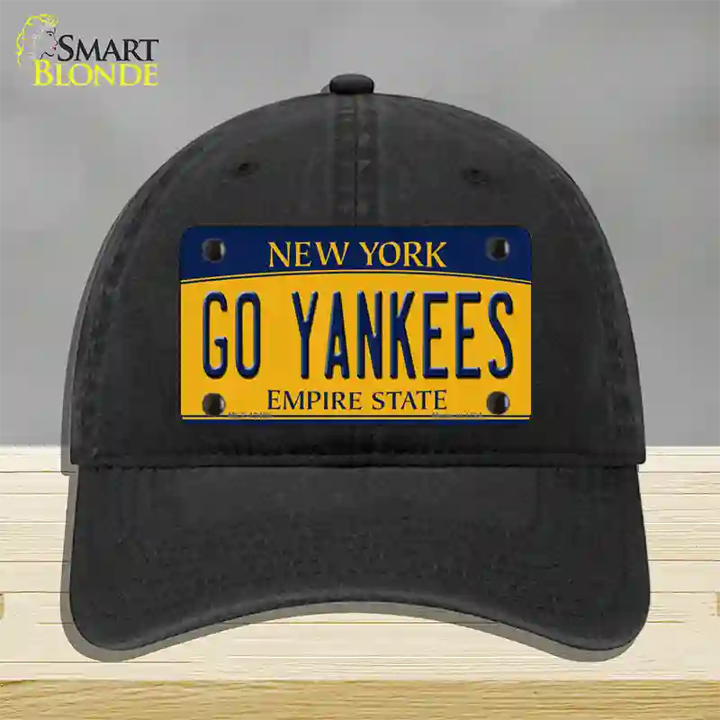 Go Yankees Novelty License Plate Hat Tag Unconstructed Cotton / Black