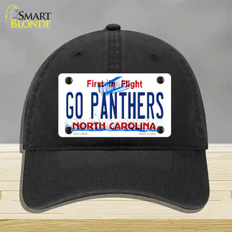 Go Panthers North Carolina Novelty License Plate Hat Tag Unconstructed Cotton / Black