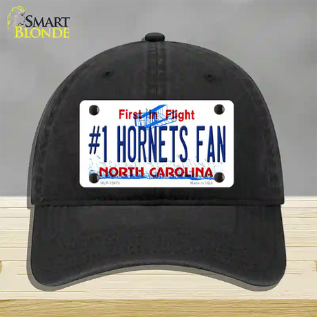 Number 1 Hornets Fan Novelty License Plate Hat Tag Unconstructed Cotton / Black