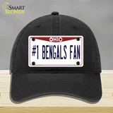 Number 1 Bengals Fan Novelty License Plate Hat Tag Unconstructed Cotton / Black