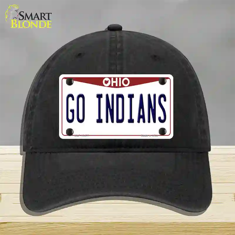 Go Indians Novelty License Plate Hat Tag Unconstructed Cotton / Black