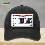 Go Indians Novelty License Plate Hat Tag Unconstructed Cotton / Black