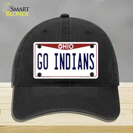 Go Indians Novelty License Plate Hat Tag Unconstructed Cotton / Black