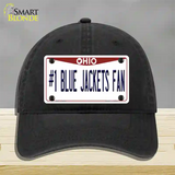 Number 1 Blue Jackets Fan Novelty License Plate Hat Tag Unconstructed Cotton / Black